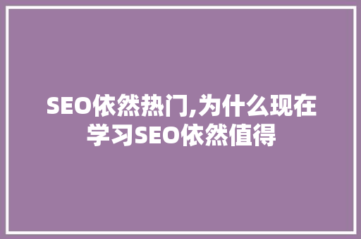 SEO依然热门,为什么现在学习SEO依然值得 神马SEO
