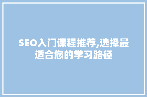 SEO入门课程推荐,选择最适合您的学习路径 必应SEO