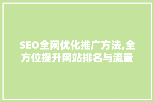 SEO全网优化推广方法,全方位提升网站排名与流量 SEO关键词
