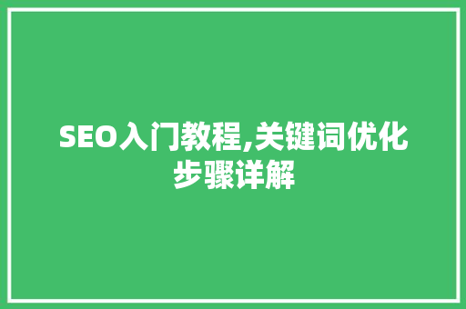 SEO入门教程,关键词优化步骤详解 必应SEO