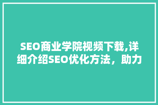 SEO商业学院视频下载,详细介绍SEO优化方法，助力企业互联网营销 百度SEO