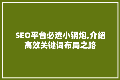 SEO平台必选小钢炮,介绍高效关键词布局之路 神马SEO