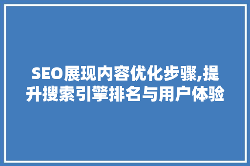 SEO展现内容优化步骤,提升搜索引擎排名与用户体验 必应SEO