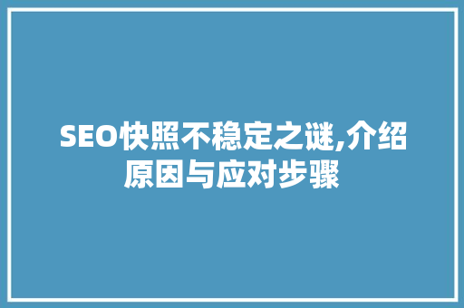 SEO快照不稳定之谜,介绍原因与应对步骤 搜狗SEO