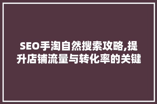 SEO手淘自然搜索攻略,提升店铺流量与转化率的关键方法 SEO关键词