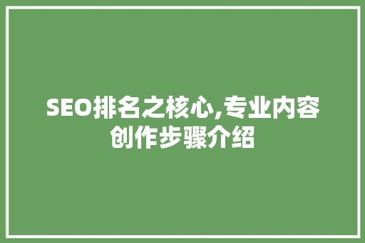 SEO排名之核心,专业内容创作步骤介绍 搜狗SEO