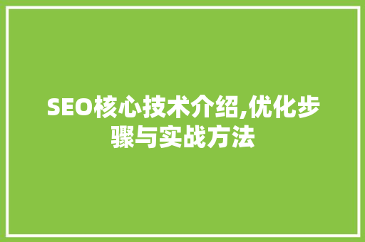 SEO核心技术介绍,优化步骤与实战方法 百度SEO