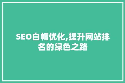 SEO白帽优化,提升网站排名的绿色之路 神马SEO