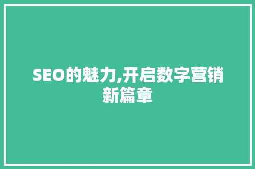 SEO的魅力,开启数字营销新篇章 必应SEO