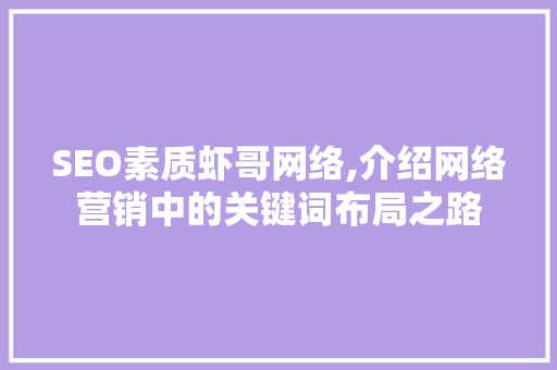 SEO素质虾哥网络,介绍网络营销中的关键词布局之路 SEO关键词
