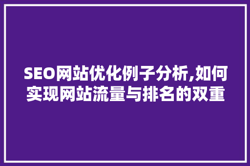 SEO网站优化例子分析,如何实现网站流量与排名的双重提升 搜狗SEO
