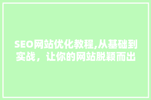 SEO网站优化教程,从基础到实战，让你的网站脱颖而出 搜狗SEO