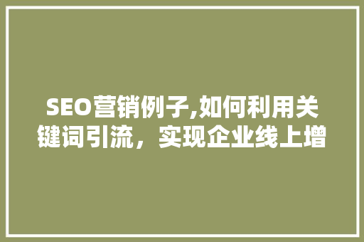SEO营销例子,如何利用关键词引流，实现企业线上增长 必应SEO
