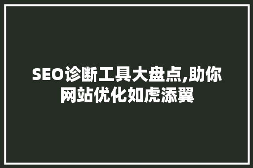 SEO诊断工具大盘点,助你网站优化如虎添翼 SEO关键词