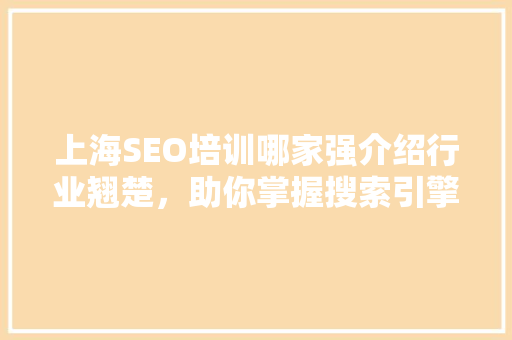 上海SEO培训哪家强介绍行业翘楚，助你掌握搜索引擎优化之路 网站建设公司