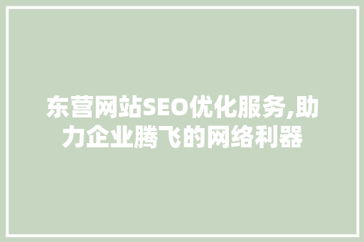 东营网站SEO优化服务,助力企业腾飞的网络利器