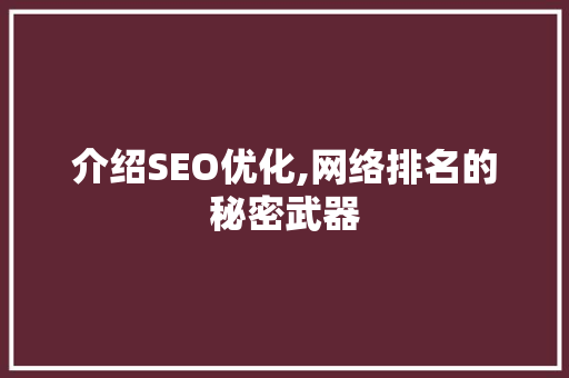 介绍SEO优化,网络排名的秘密武器 百度SEO