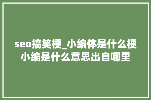 seo搞笑梗_小编体是什么梗小编是什么意思出自哪里 seo搞笑梗_小编体是什么梗小编是什么意思出自哪里 神马SEO