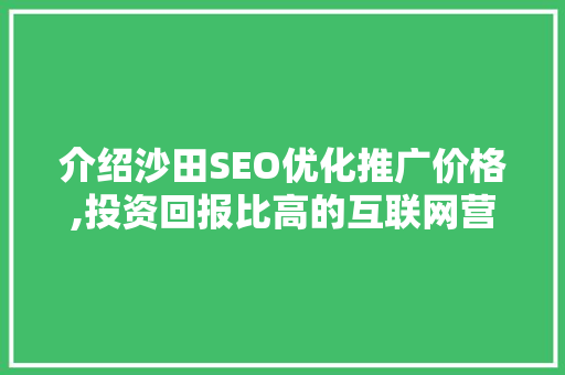 介绍沙田SEO优化推广价格,投资回报比高的互联网营销之路 搜狗SEO