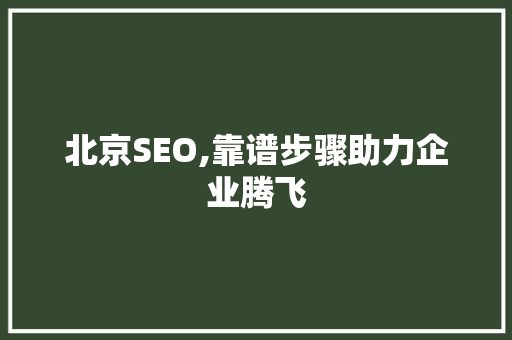 北京SEO,靠谱步骤助力企业腾飞 神马SEO