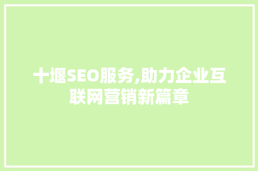 十堰SEO服务,助力企业互联网营销新篇章 网站建设公司