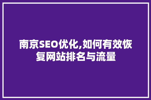 南京SEO优化,如何有效恢复网站排名与流量