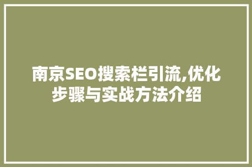 南京SEO搜索栏引流,优化步骤与实战方法介绍