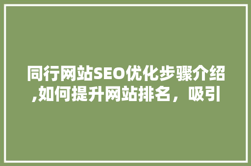 同行网站SEO优化步骤介绍,如何提升网站排名，吸引更多流量 必应SEO