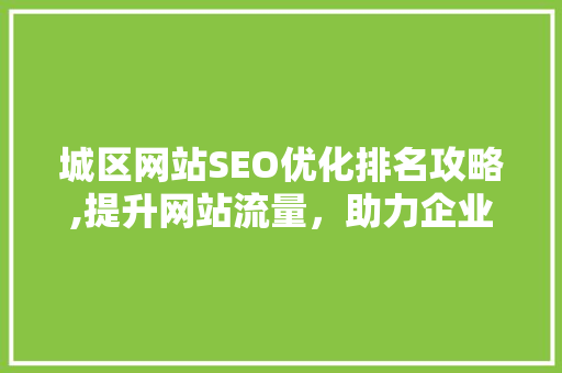 城区网站SEO优化排名攻略,提升网站流量，助力企业腾飞