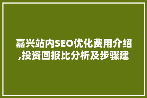 嘉兴站内SEO优化费用介绍,投资回报比分析及步骤建议