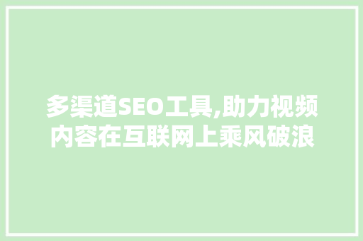 多渠道SEO工具,助力视频内容在互联网上乘风破浪 SEO关键词