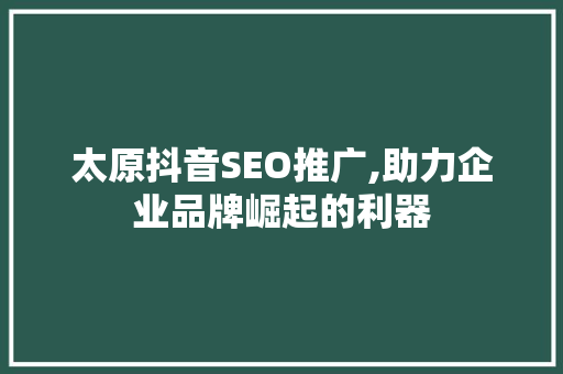 太原抖音SEO推广,助力企业品牌崛起的利器 网站建设公司
