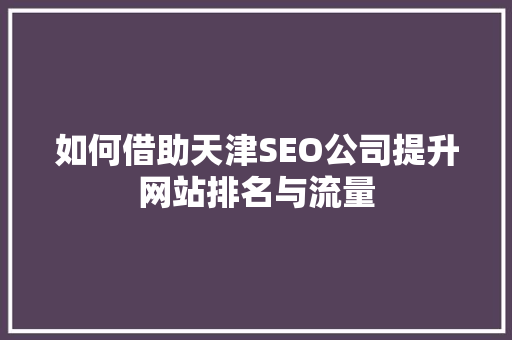 如何借助天津SEO公司提升网站排名与流量 必应SEO
