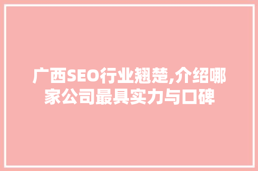 广西SEO行业翘楚,介绍哪家公司最具实力与口碑 百度SEO