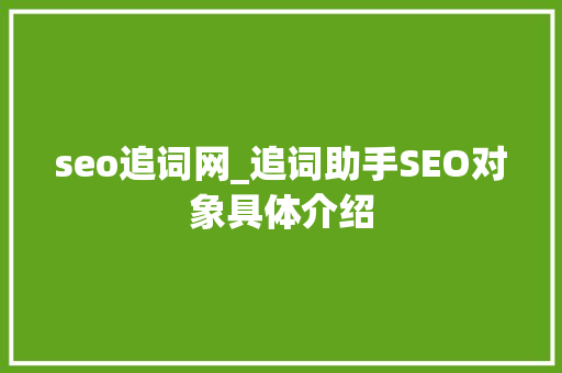seo追词网_追词助手SEO对象具体介绍 seo追词网_追词助手SEO对象具体介绍 必应SEO