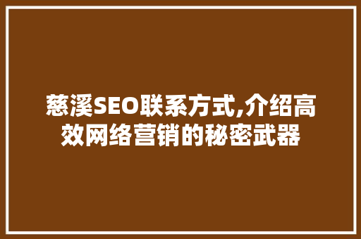 慈溪SEO联系方式,介绍高效网络营销的秘密武器 必应SEO