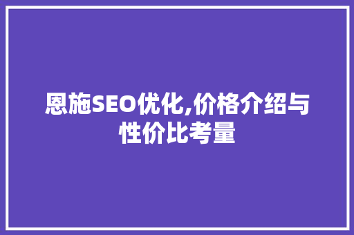 恩施SEO优化,价格介绍与性价比考量 必应SEO