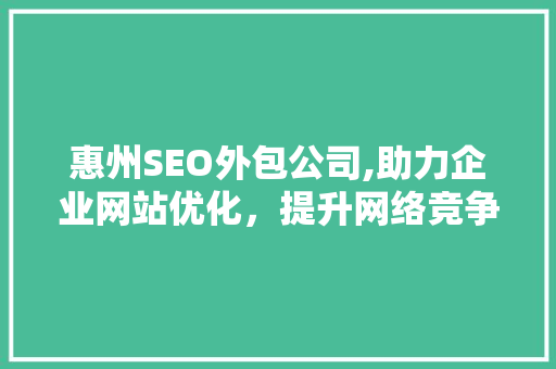惠州SEO外包公司,助力企业网站优化，提升网络竞争力 百度SEO