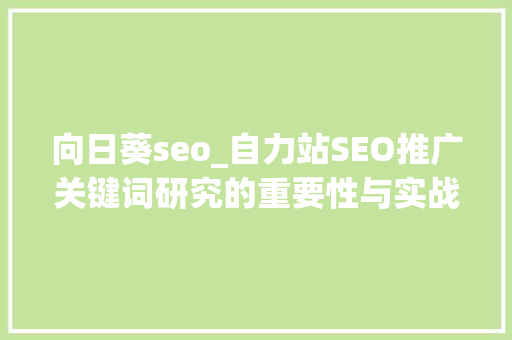 向日葵seo_自力站SEO推广关键词研究的重要性与实战技巧