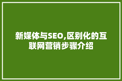 新媒体与SEO,区别化的互联网营销步骤介绍 必应SEO