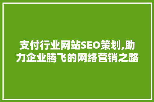 支付行业网站SEO策划,助力企业腾飞的网络营销之路 网站建设公司