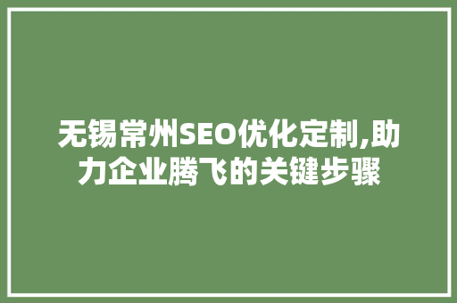 无锡常州SEO优化定制,助力企业腾飞的关键步骤 SEO关键词