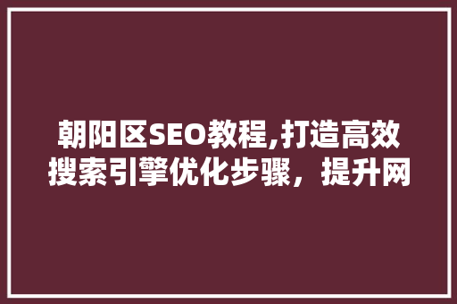 朝阳区SEO教程,打造高效搜索引擎优化步骤，提升网站排名 SEO关键词