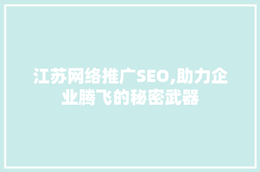 江苏网络推广SEO,助力企业腾飞的秘密武器 神马SEO