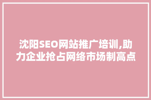 沈阳SEO网站推广培训,助力企业抢占网络市场制高点 SEO关键词