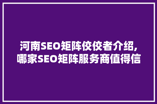 河南SEO矩阵佼佼者介绍,哪家SEO矩阵服务商值得信赖 必应SEO