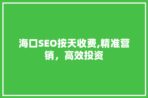 海口SEO按天收费,精准营销，高效投资 网站建设公司