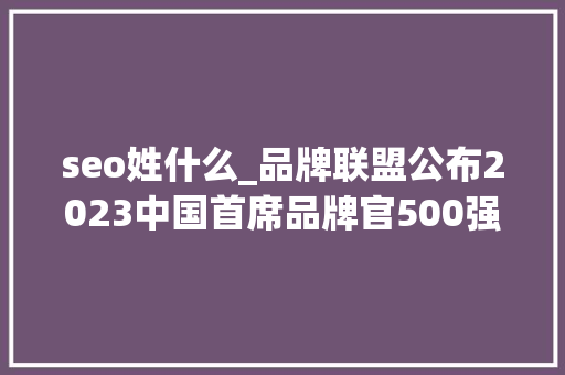 seo姓什么_品牌联盟公布2023中国首席品牌官500强榜单SEO何亚涛上榜 seo姓什么_品牌联盟公布2023中国首席品牌官500强榜单SEO何亚涛上榜 神马SEO