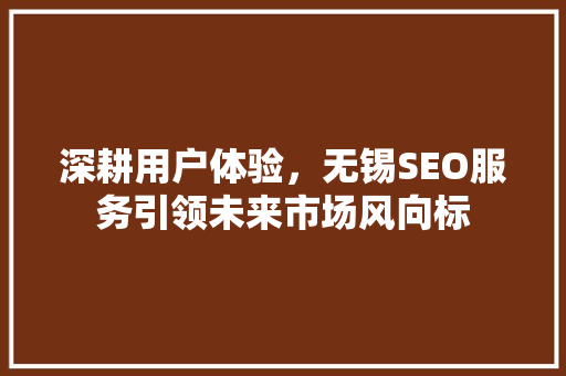 深耕用户体验，无锡SEO服务引领未来市场风向标 神马SEO