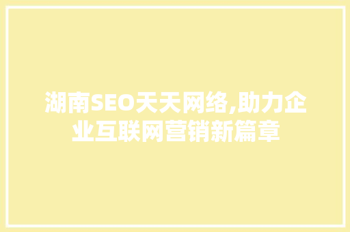 湖南SEO天天网络,助力企业互联网营销新篇章 搜狗SEO